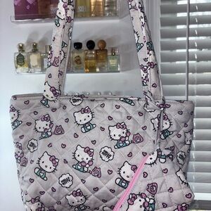 Hello Kitty Quilted Tote Bag - Gray and Pink